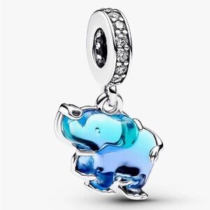 Pandora Blue Murano Elephant Charm 925 ALE Sterling Silver Fits Bracelet